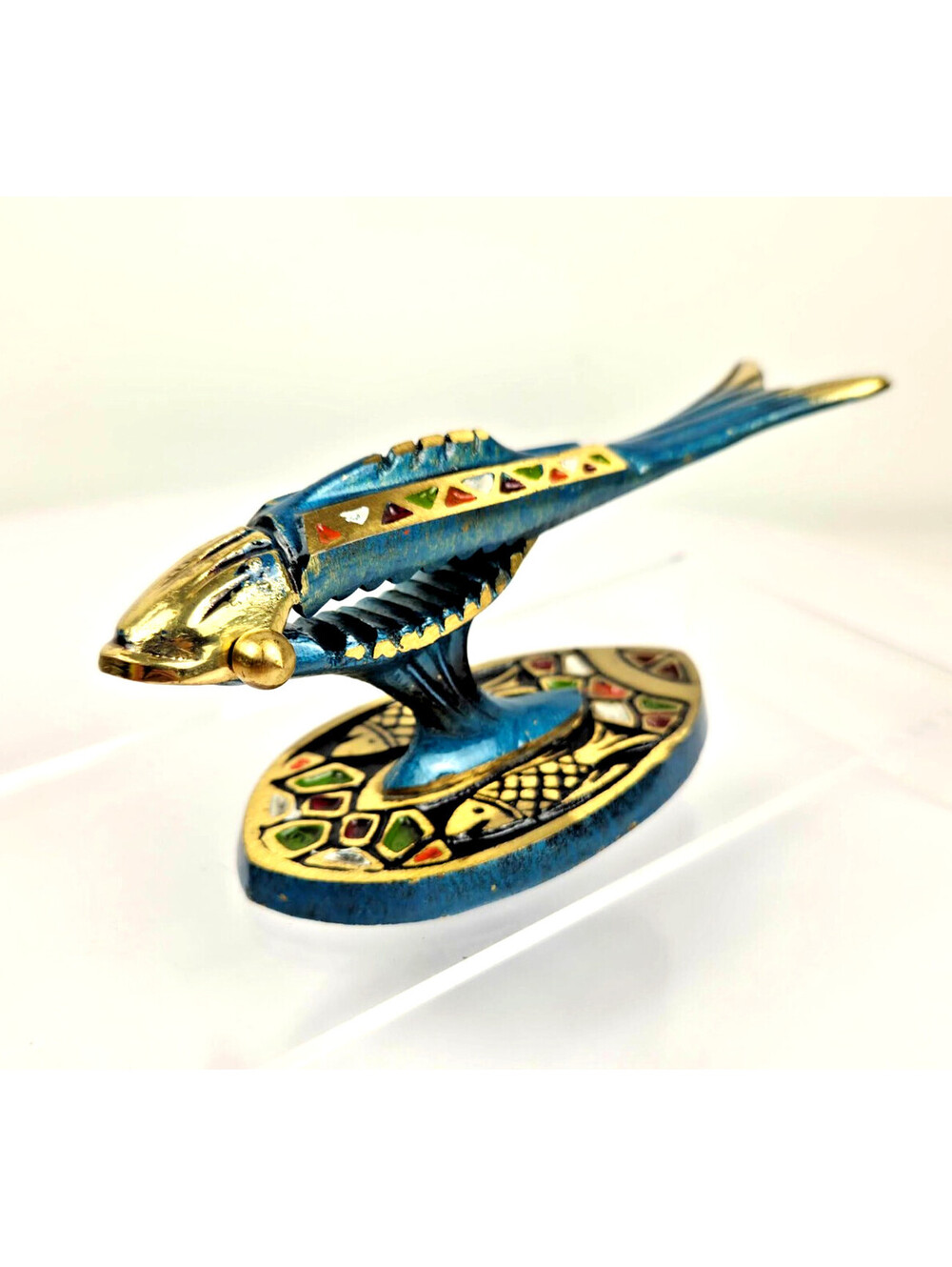 Israel Brass Enamel Fish Nutcracker Jerusalem Judaica MCM Vintage